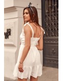 Hübsches Kleid mit Umschlagausschnitt, Creme PR3196 – Online-Shop – Boutique